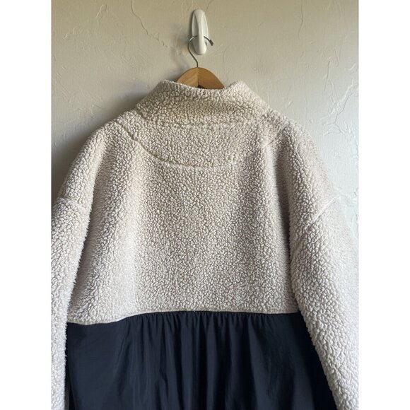 Lou & Grey Faux Sherpa Pullover 1/4 Snap Sweatshirt Size XL Ivory Black - Picture 8 of 12
